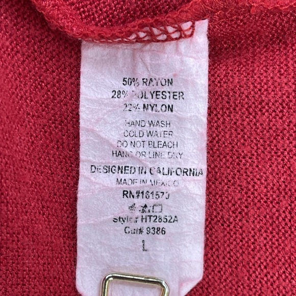 Haptics Oversized Sweater Women Size L Red Cozy Preppy Cowl Neck Balloon Sleeve - Picture 5 of 9